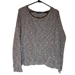 American Eagle Top M Heather Gray Knit Slouchy Long Sleeve Open Back Casual